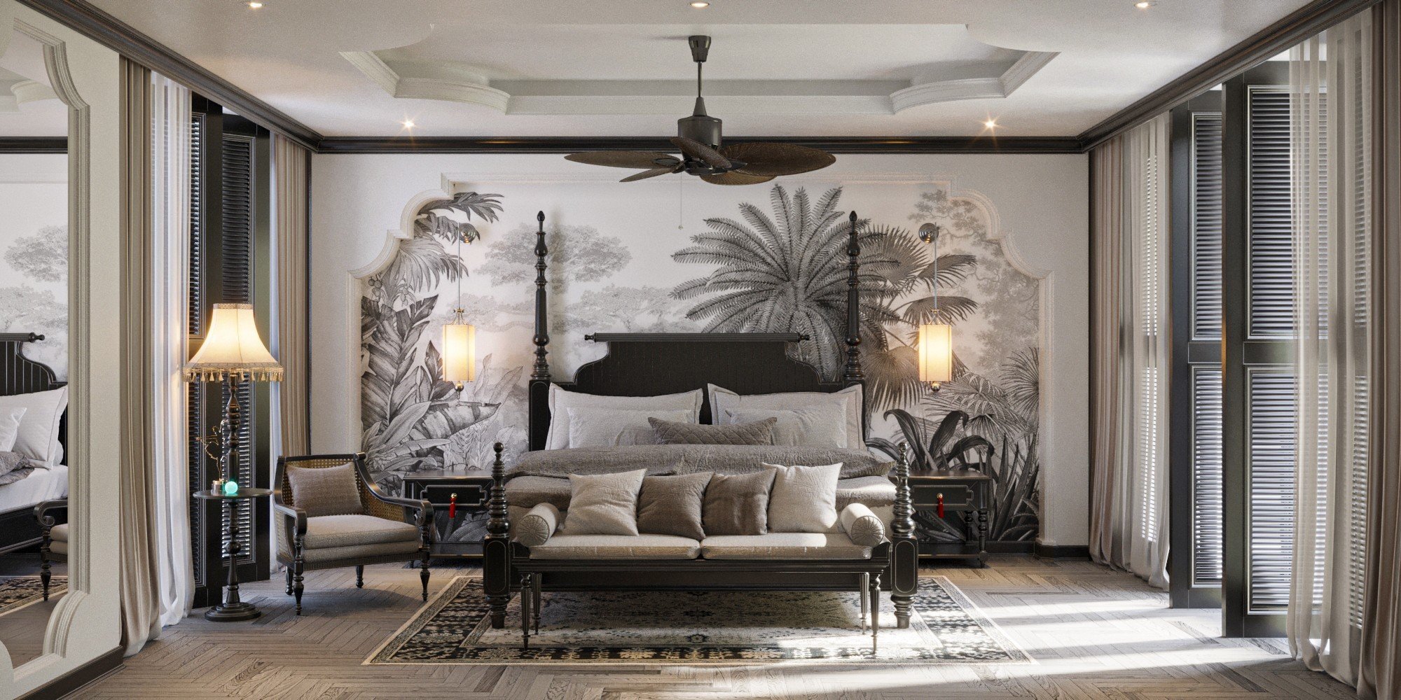 Không gian phòng ngủ Casamia Villa Hội An có cửa sổ lớn