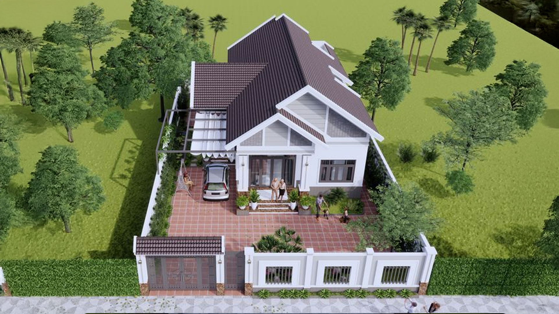 biệt thự mini 2 tầng mái thái