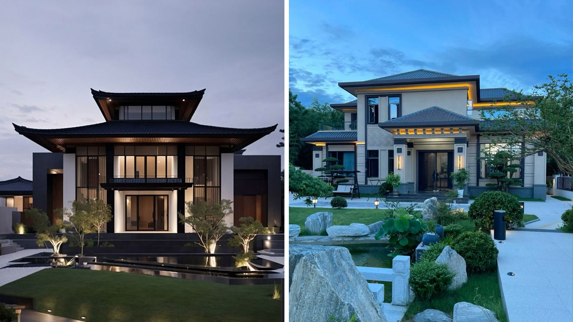 biệt thự phong cách hiện đại mái nhật