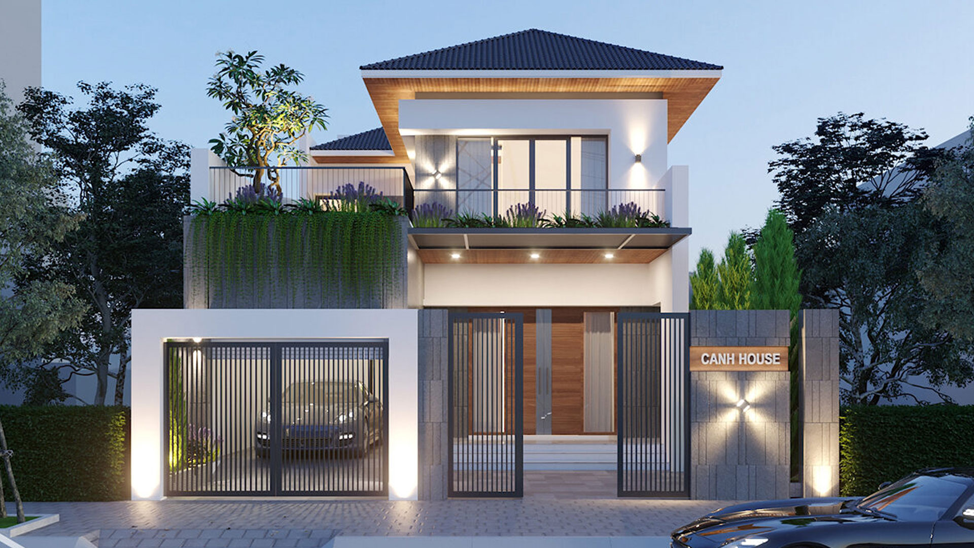 nhà 2 tầng mái nhật