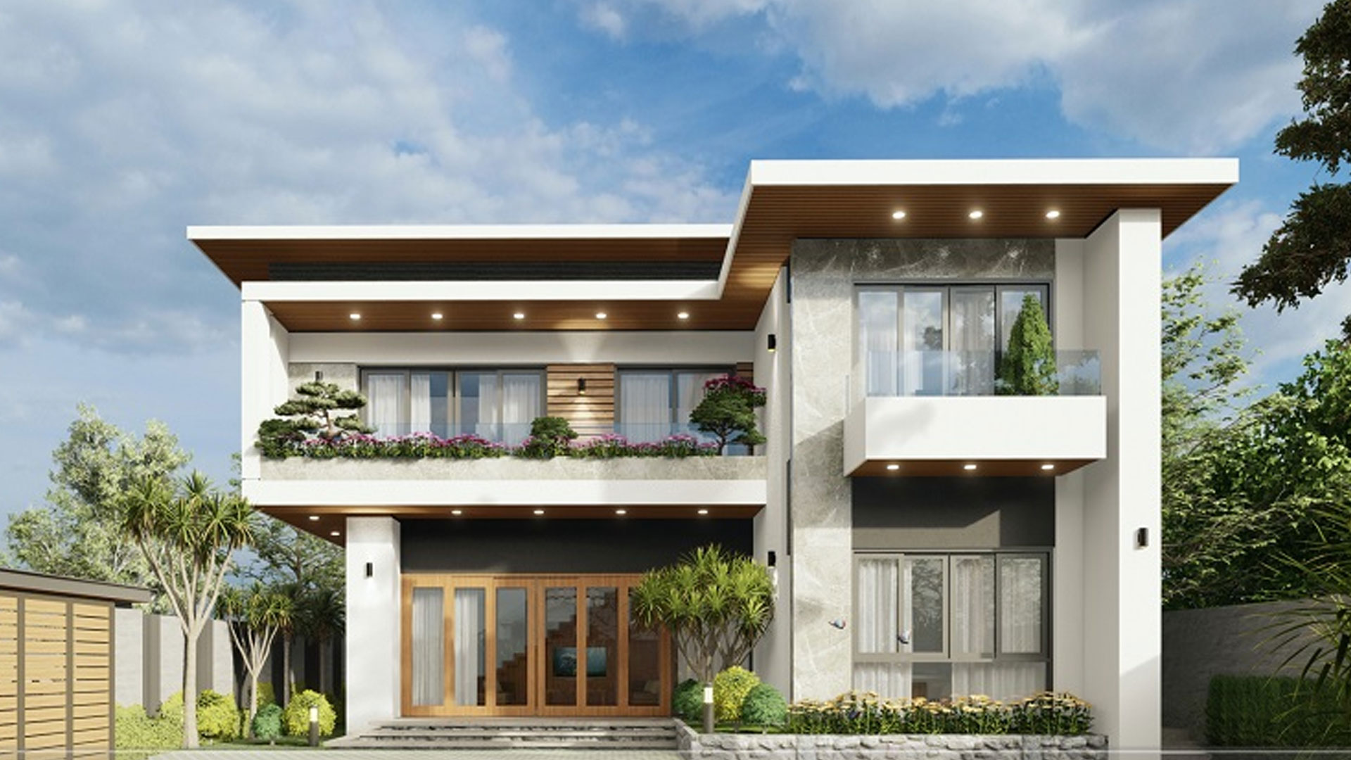 nhà phố 2 tầng mái bằng