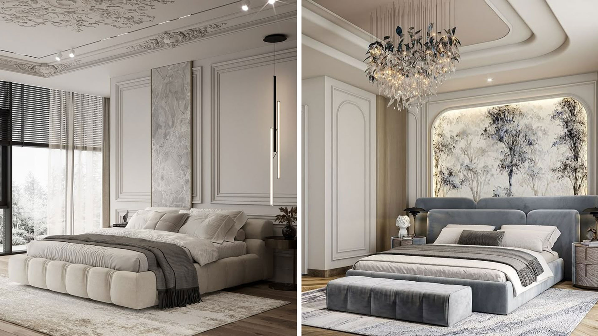 phong ngủ biệt thự tân cổ điển