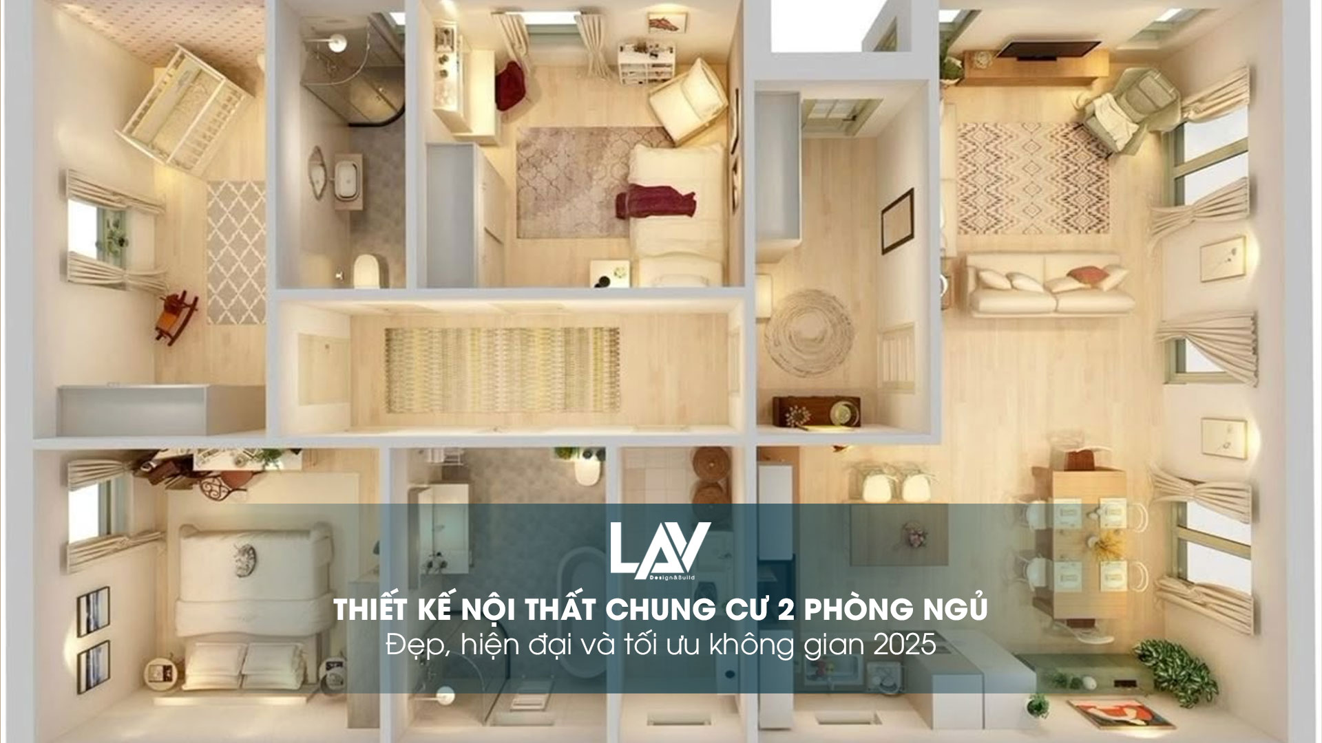 thiết kế nội thất chung cư 2 phòng ngủ
