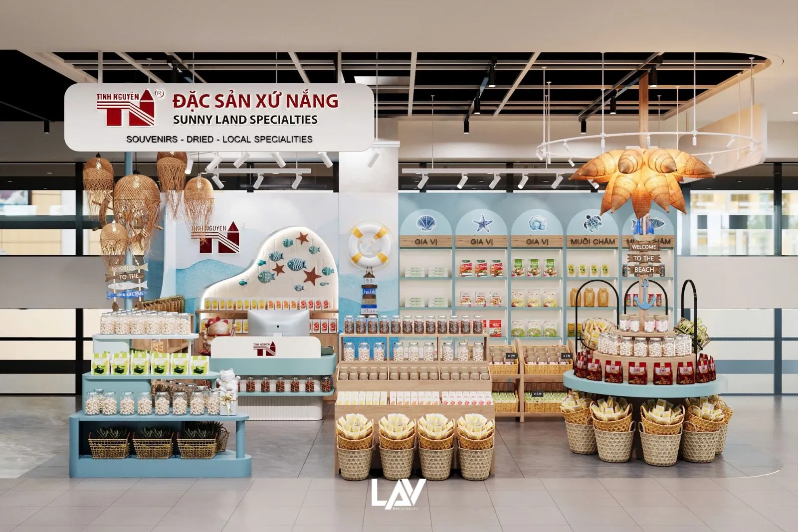 Thiết kế cửa hàng đặc sản Tinh Nguyên Go Nha Trang điểm nhấn nổi bật
